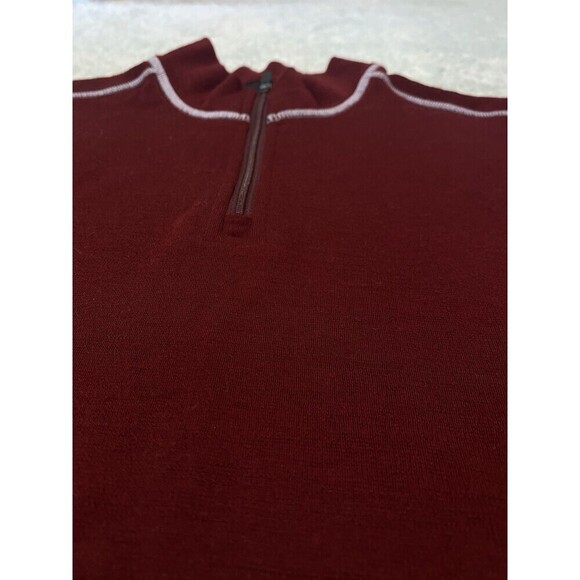 KUHL TEAM 1/4 ZIP LARGE PULLOVER 100% MERINO WOOL SWEATER KNIT RED THUMBHOLE - Picture 12 of 12